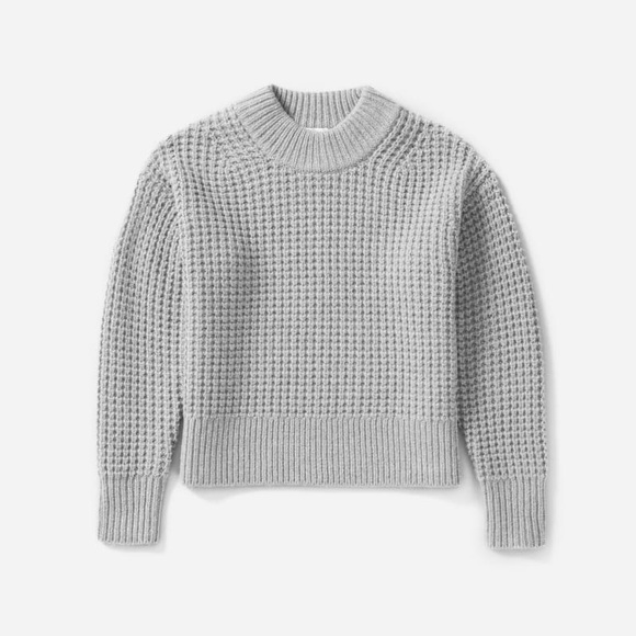 Everlane Sweaters - Everlane The Wool-Cashmere Waffle Square Crew Grey